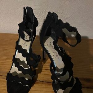 Wedding Cocktail Party Black Strappy Heels